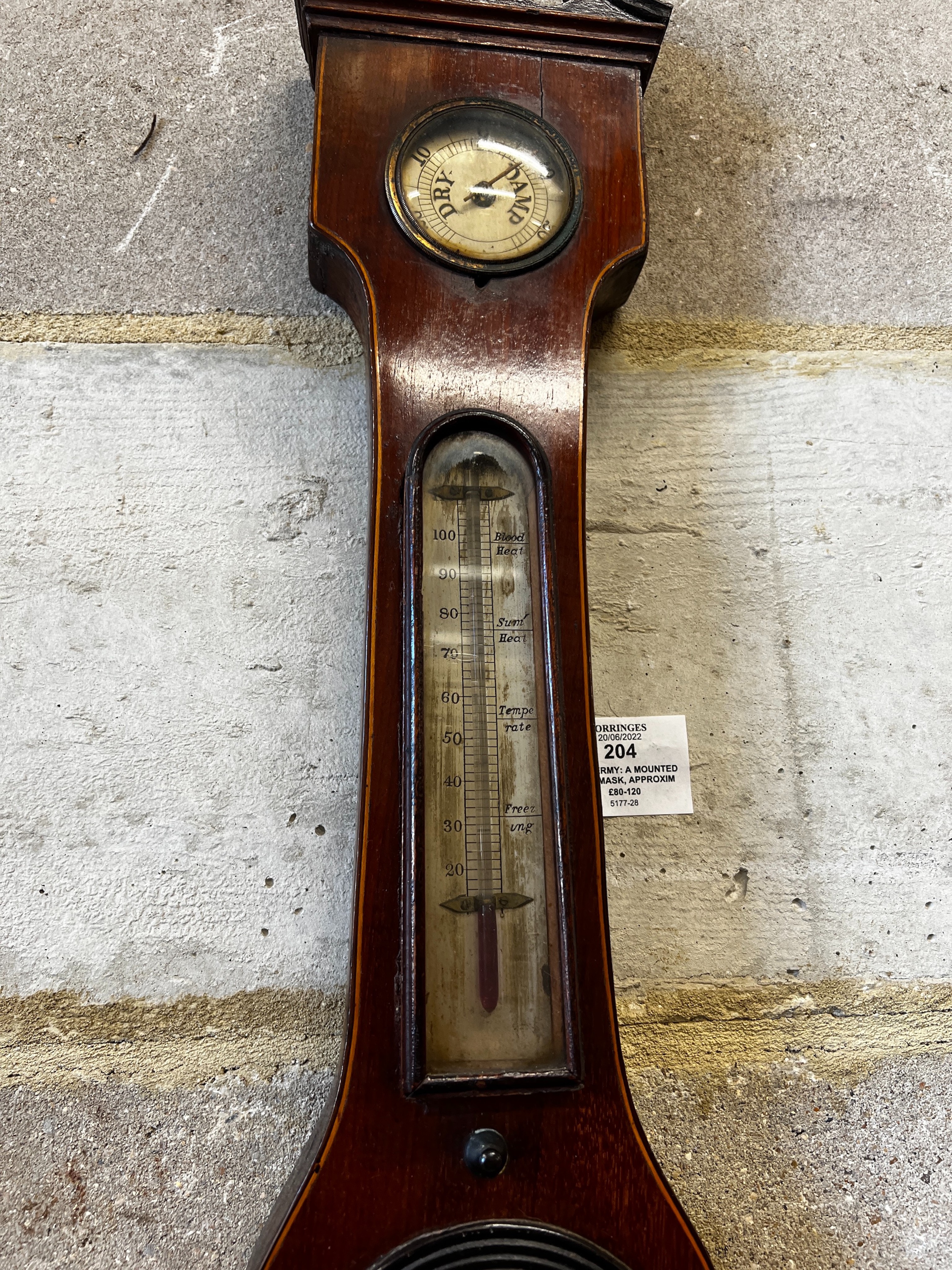 A George III mahogany wheel barometer, height 96cm